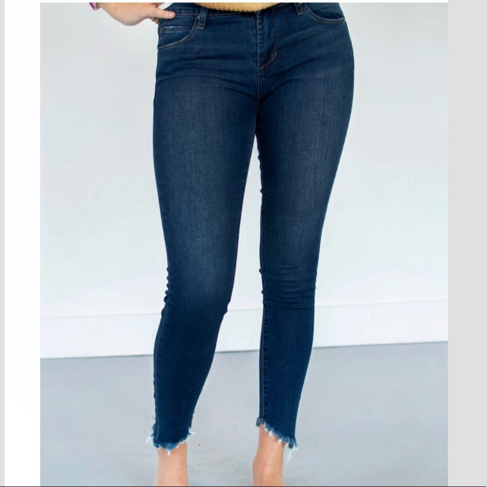 Articles of Society Ankle Skinny Jeans Fringe Hem